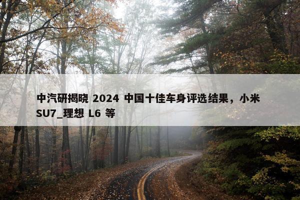 中汽研揭晓 2024 中国十佳车身评选结果，小米 SU7_理想 L6 等