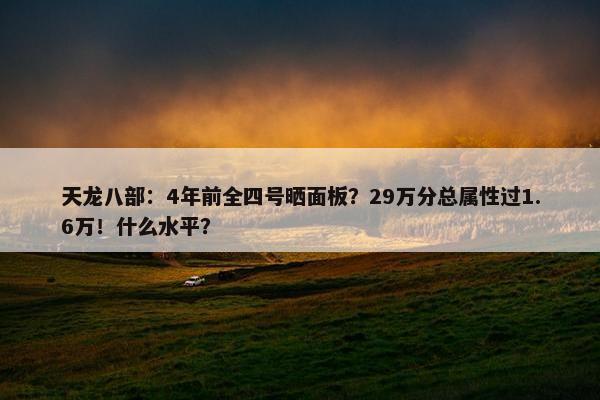 天龙八部：4年前全四号晒面板？29万分总属性过1.6万！什么水平？