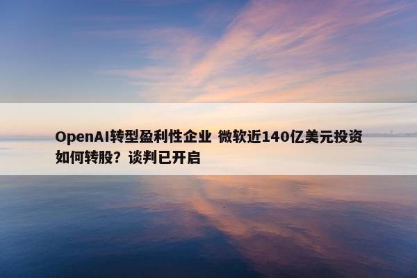 OpenAI转型盈利性企业 微软近140亿美元投资如何转股？谈判已开启