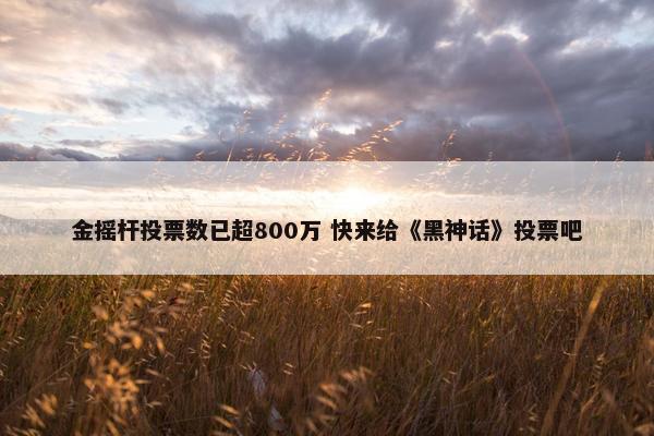 金摇杆投票数已超800万 快来给《黑神话》投票吧